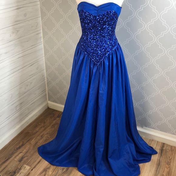 Vintage sweetheart neckline blue formal prom dress {{FREE SHIPPING}} - Picture 2 of 7